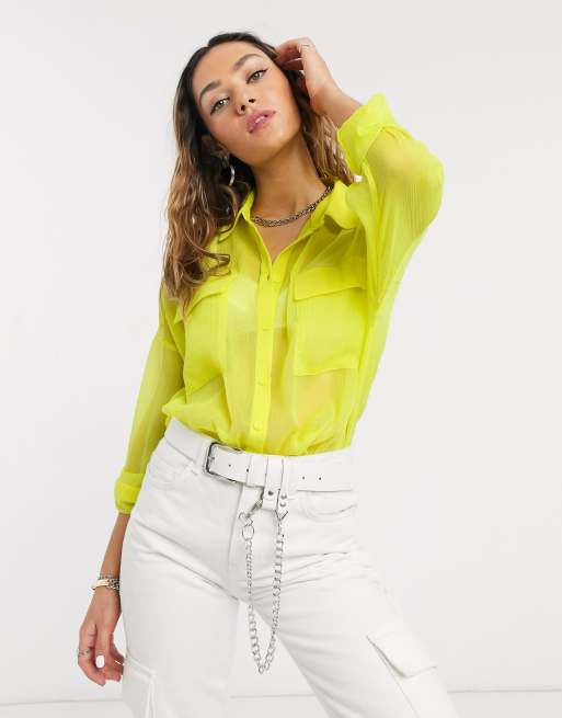 Sheer cheap yellow top