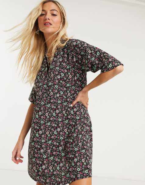 Noisy May oversized shirt dress in ditsy floral print - view 1