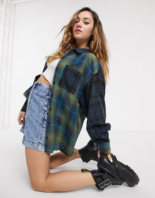 Noisy May oversized shirt in vintage check