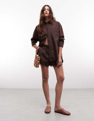 Noisy May Oversized Shirt With Lace Pocket Detailing In Animal Print