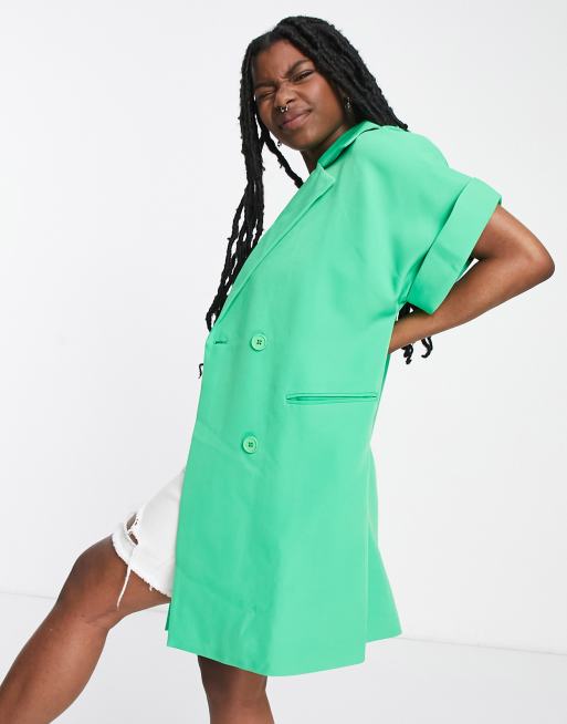 Noisy May oversized sleeveless blazer dress in bright green