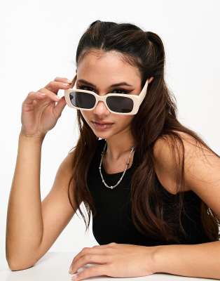 Noisy May Oversized Square Frame Sunglasses In White