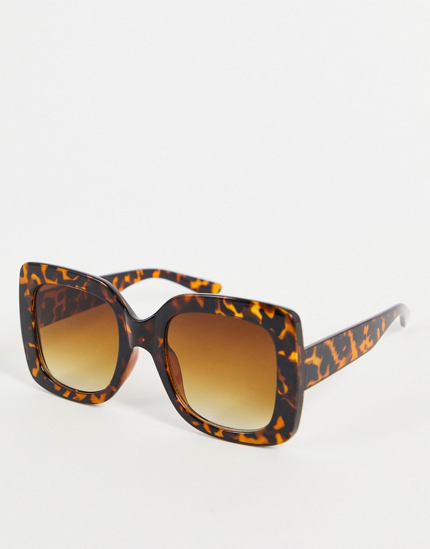 Noisy May Oversized Square Sunglasses With Tortoiseshell Frame-brown