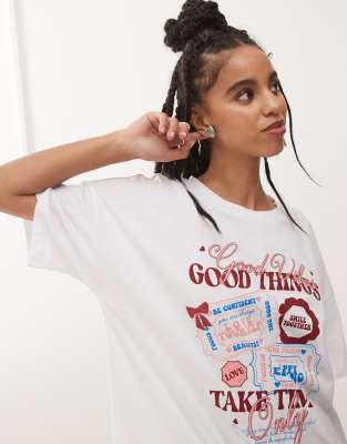 Noisy May Oversized T-shirt With Good Things Print