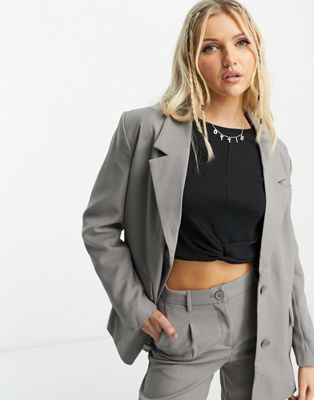 Noisy May oversized tailored dad blazer co-ord in grey