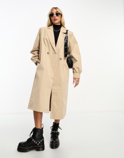 Noisy May oversized trench coat in cream, 2 of 4