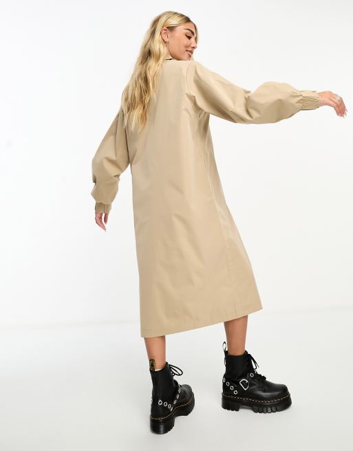 Noisy May oversized trench coat in cream, 4 of 4