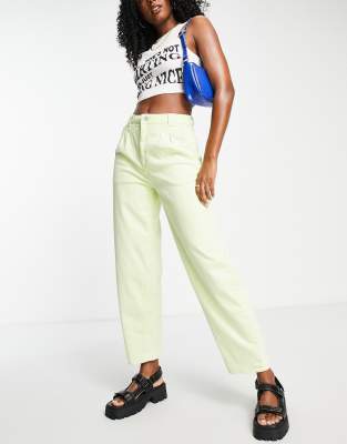 Noisy May high waisted dad trousers in pale green - ASOS Price Checker
