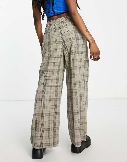 Noisy May - Pantalon dad large à taille mi-haute - Carreaux marron, 2 de 4