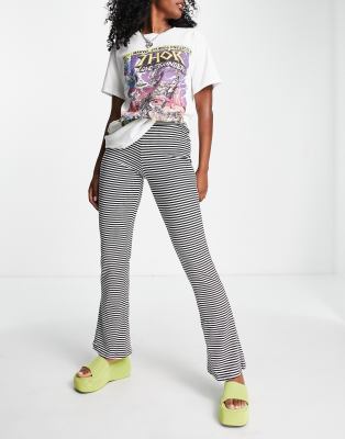 Noisy May flared trousers in black and white stripe - ASOS Price Checker