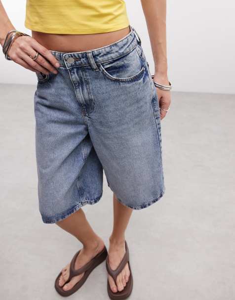 Noisy May - Pantaloncini bermuda a vita medio alta in denim azzurro - view 1