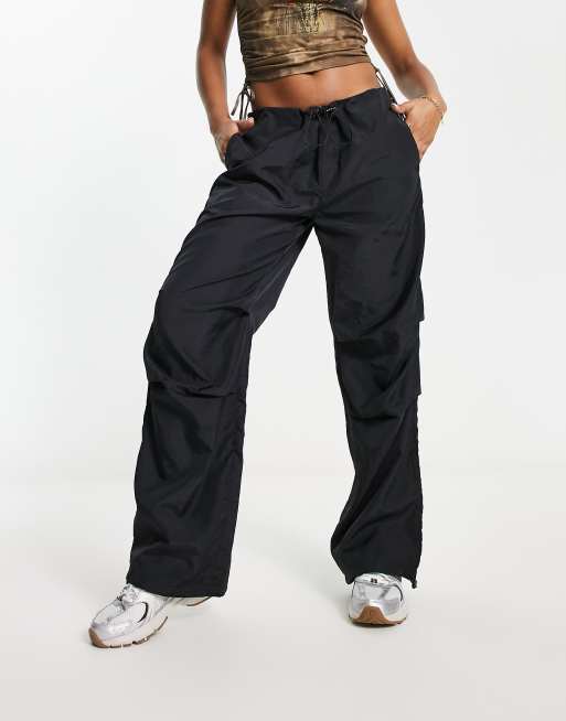 Noisy May parachute pants in black