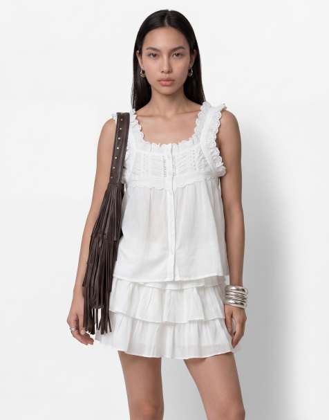 Noisy May - Parte de un conjunto - Top blanco con botones y volantes en las mangas - view 1