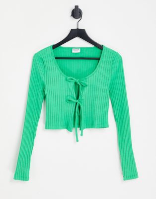 Noisy May Paula tie-up cardigan in green