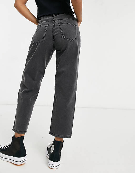 Women Noisy May Petite Brooke dad jeans with high waist in black 