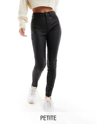 Noisy May Petite Callie Coated Skinny Jeans In Black