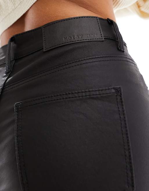 Noisy May Petite Callie coated skinny jeans in black, 4 of 5