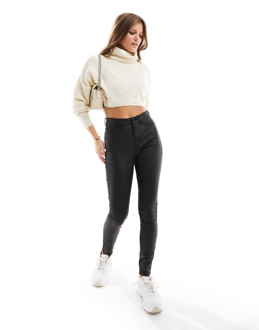 Noisy May Petite Callie coated skinny jeans in black, 5 of 5