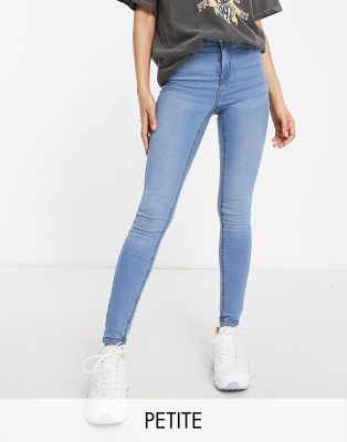 Noisy May Petite - Callie - Eng geschnittene Jeans mit hohem Bund in Hellblau