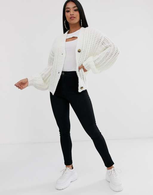 Noisy May Petite – Callie – Eng geschnittene Jeans mit hohem Bund in Schwarz, 4 von 4