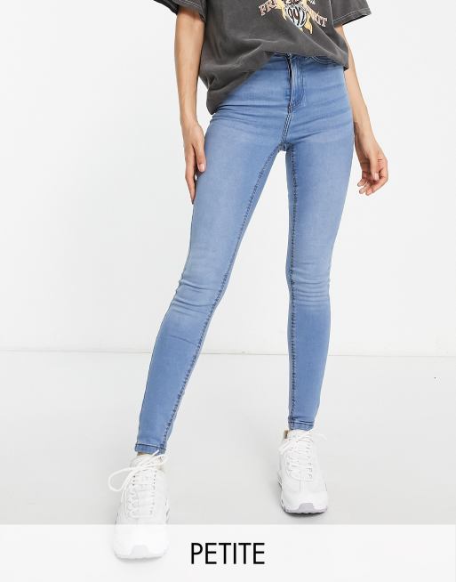 Noisy May Petite Callie high waisted skinny jeans in light blue | ASOS