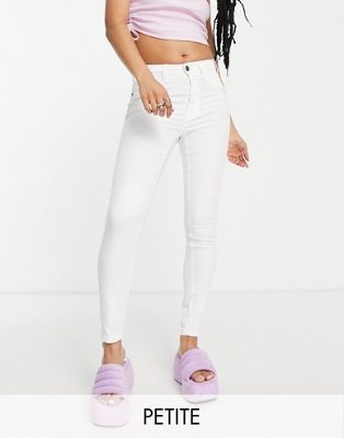 Noisy May Petite Callie high waisted skinny jeans in white