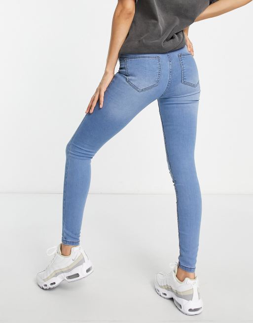 Noisy May Petite - Callie - Skinny jeans met hoge taille in lichtblauw