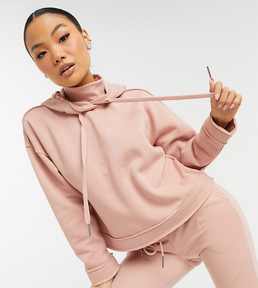Noisy May Petite coordinating hoodie with high neck in pink