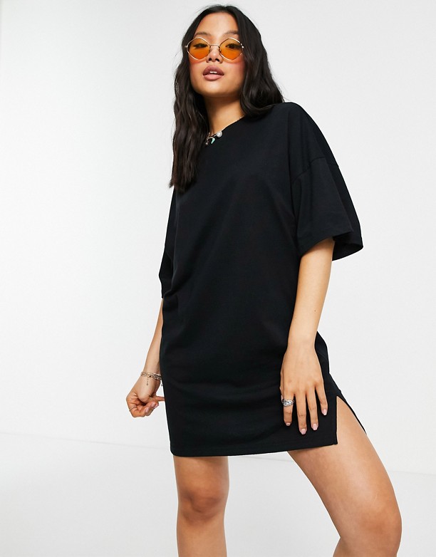 Noisy May Petite – Czarna sukienka t-shirtowa mini Black Najlepszy 