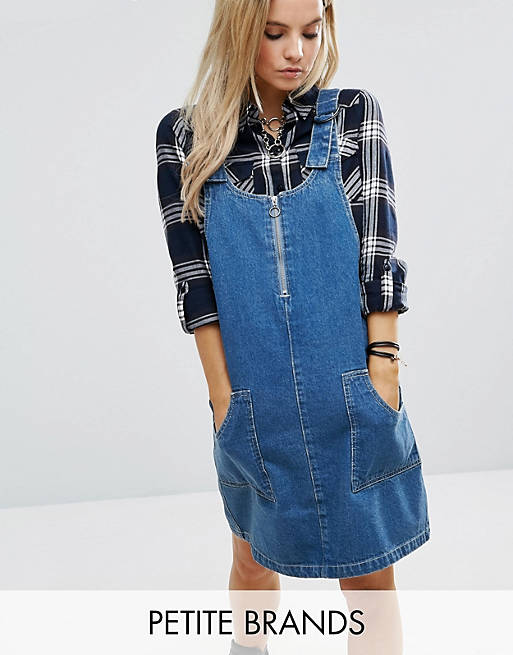 Noisy May Petite Denim Overall Dress With D-Ring Detail