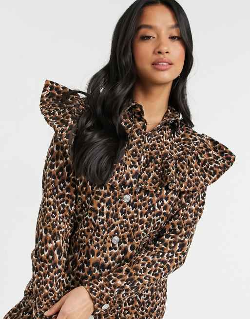 Leopard print outlet denim dress