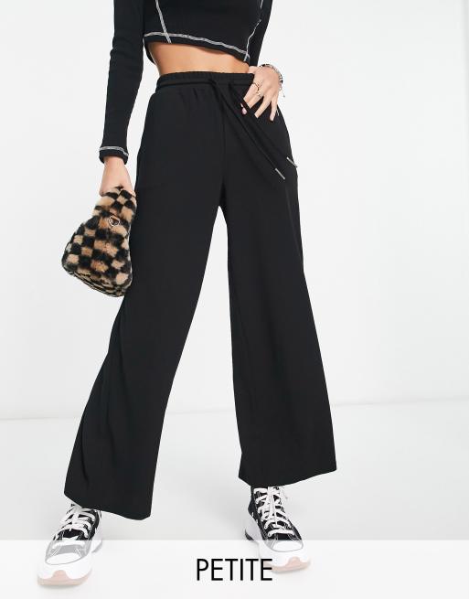 Noisy May Tall drawstring wide leg pants in black