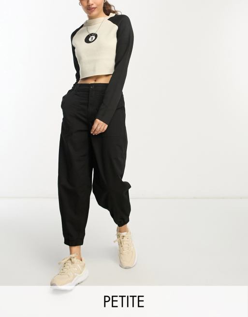 Noisy May Petite elasticated cuff cargo pants in black
