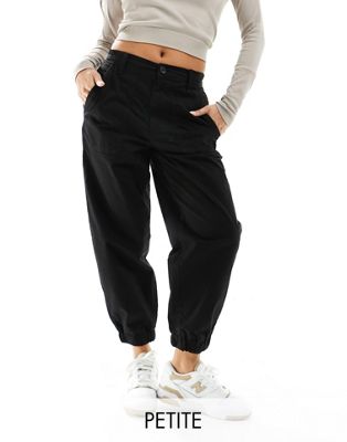 Noisy May Petite elasticated waist cargo trousers in black