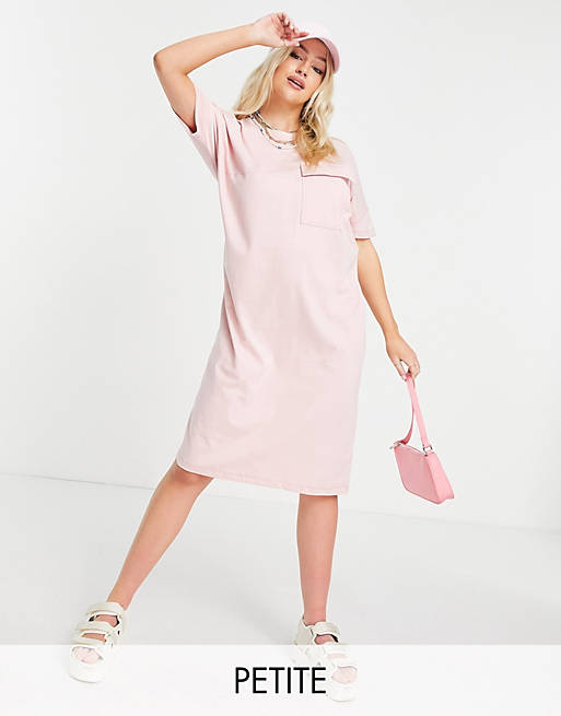 Noisy May Petite exclusive cotton midi t-shirt dress in pink - PINK