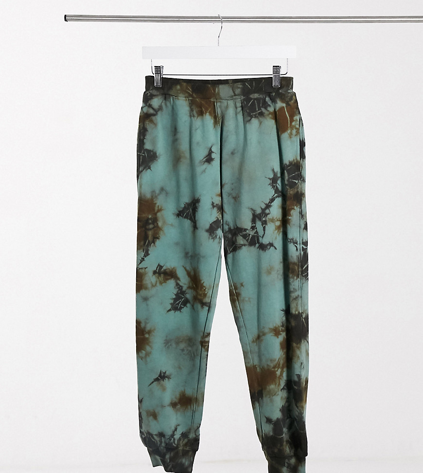 Noisy May Petite exclusive sweatpants co-ord in green and black tie dye-Multi
