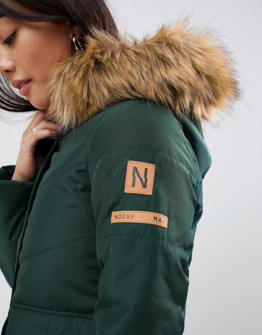 Noisy May Petite faux fur padded parka ASOS