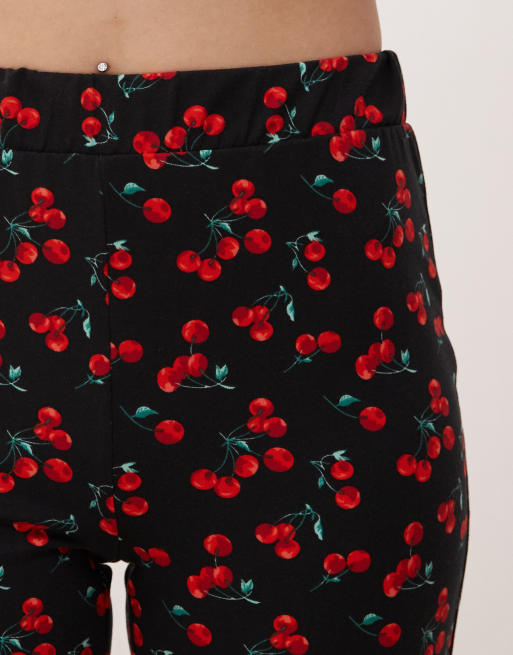 Noisy May Petite flare pants in black cherry print, 2 of 5