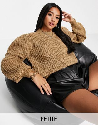 Noisy May Petite high neck knitted jumper in camel