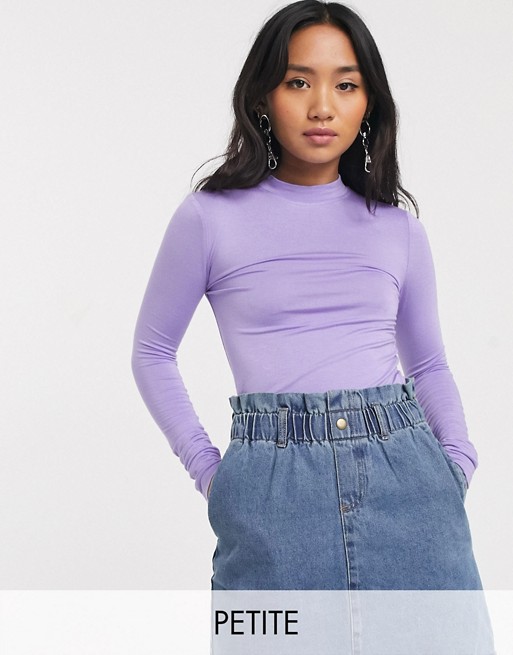 Noisy May Petite high neck top in purple