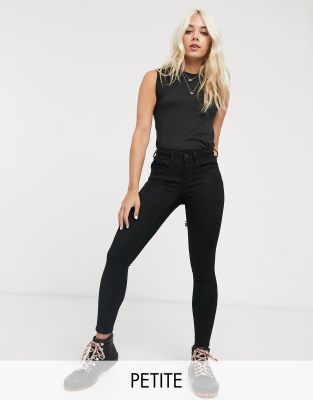 Noisy May Petite Vinyl High Rise Pants in Black