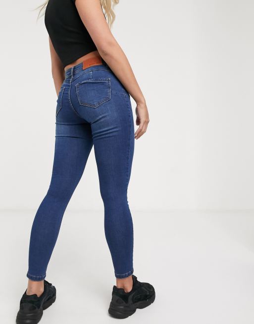 Noisy May Petite high waisted body shaping jean in blue