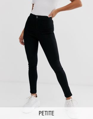 NOISY MAY PETITE CALLIE HIGH WAIST SKINNY JEANS IN BLACK,27005336