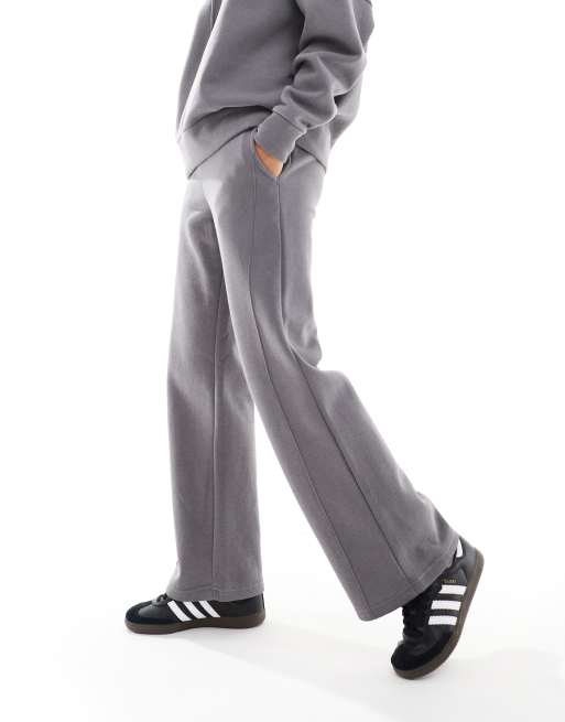 Noisy May Petite - Joggingbroek met wijde pijpen en hoge taille in grijs, deel van co-ord set
