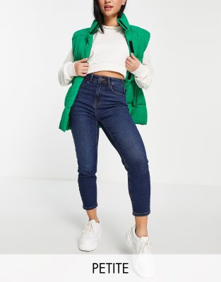 Noisy May Petite Katy mom jeans in dark blue wash - ASOS Price Checker