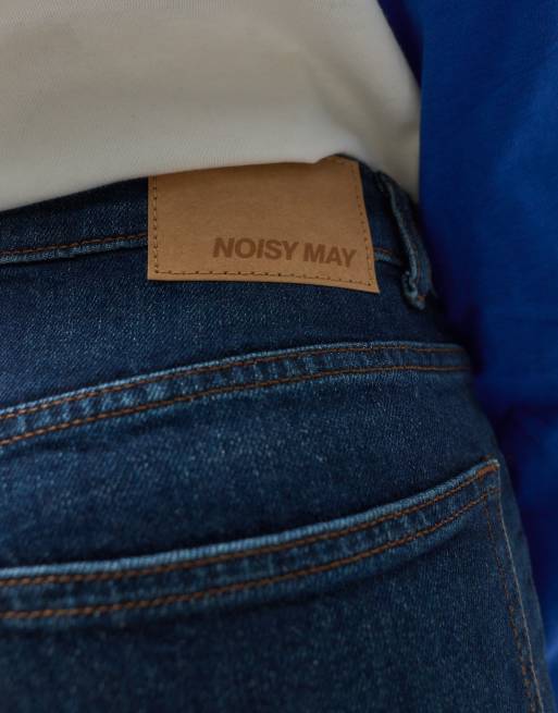 Noisy May Petite Kenzie vaqueros de pernera ancha de talle medio en denim azul oscuro, 5 de 5