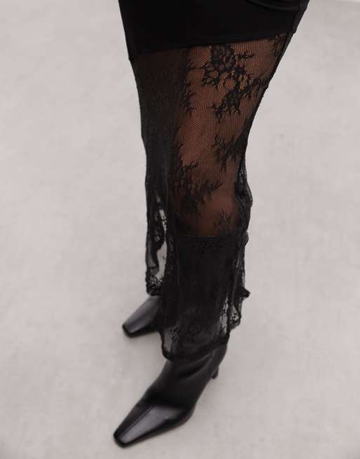 Noisy May Petite lace insert maxi dress in black, 3 of 4