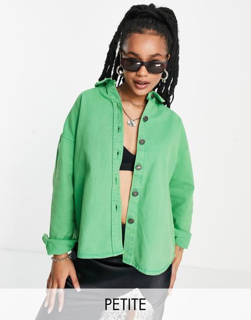 Noisy May Petite - Lichtgewicht overshirt van denim in felgroen