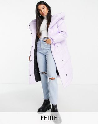 Noisy May Petite longline padded coat in lilac
