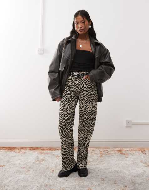 Noisy May Petite - Marley - Jeans met wijde pijpen in zebraprint - view 1